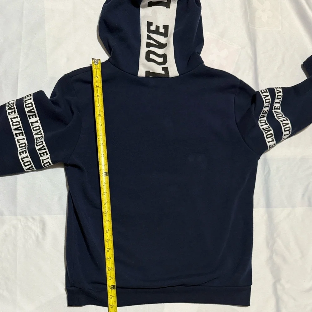 Women’s Large Navy Hoodie with Deep Front Pockets “Love” - Picture 7 of 8
